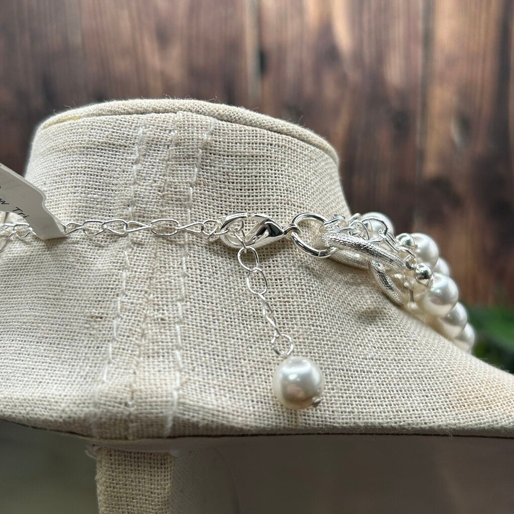 Susan Shaw Pearl and Cross Necklace