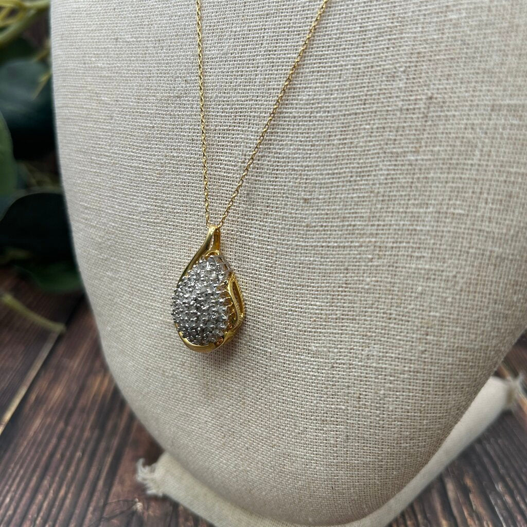 14k Diamond Cluster Necklace