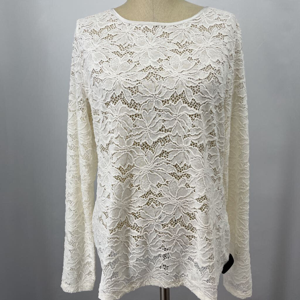 WHBM L/s Floral Crochet Shirt