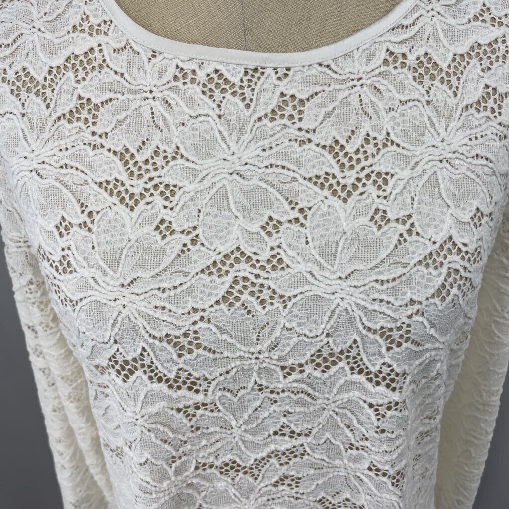 WHBM L/s Floral Crochet Shirt