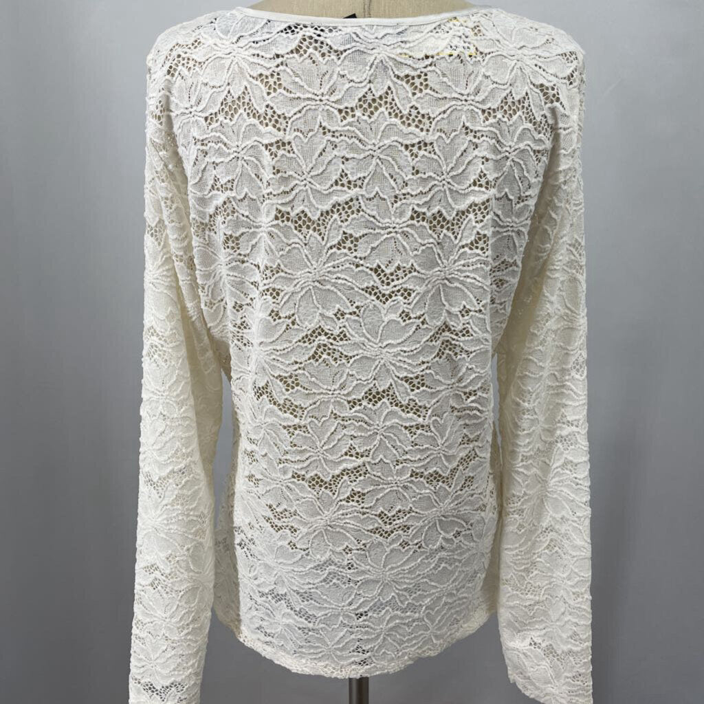 WHBM L/s Floral Crochet Shirt