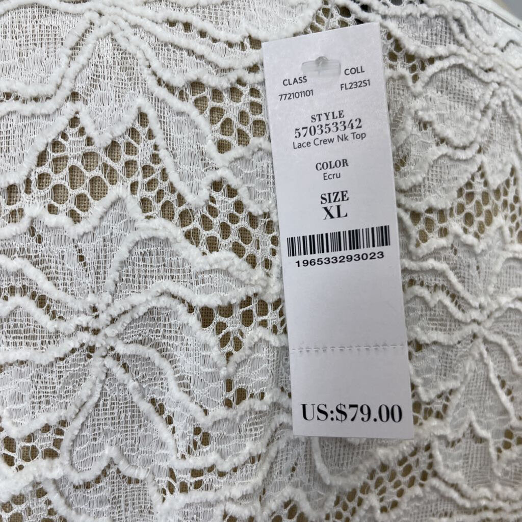WHBM L/s Floral Crochet Shirt