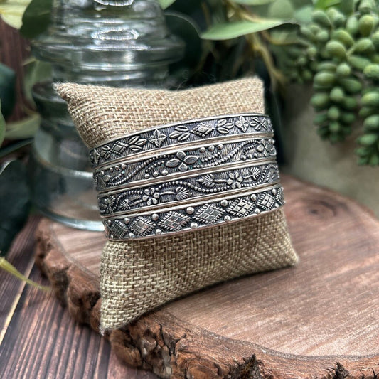 Sterling Embossed Bangle Set