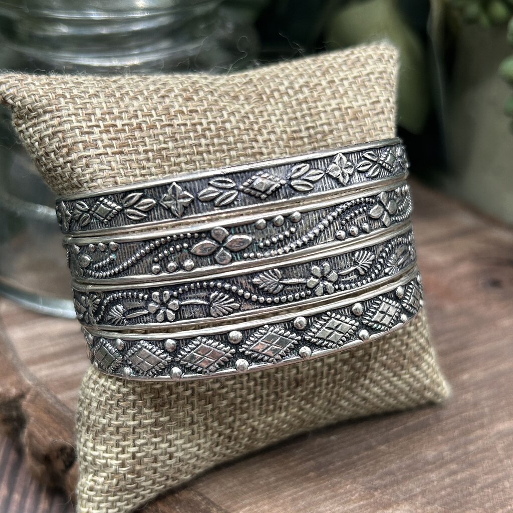 Sterling Embossed Bangle Set