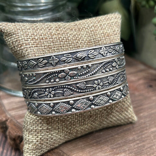 Sterling Embossed Bangle Set