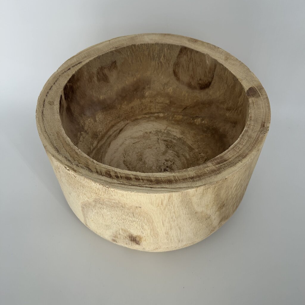 Carved Wooden Planter Pot