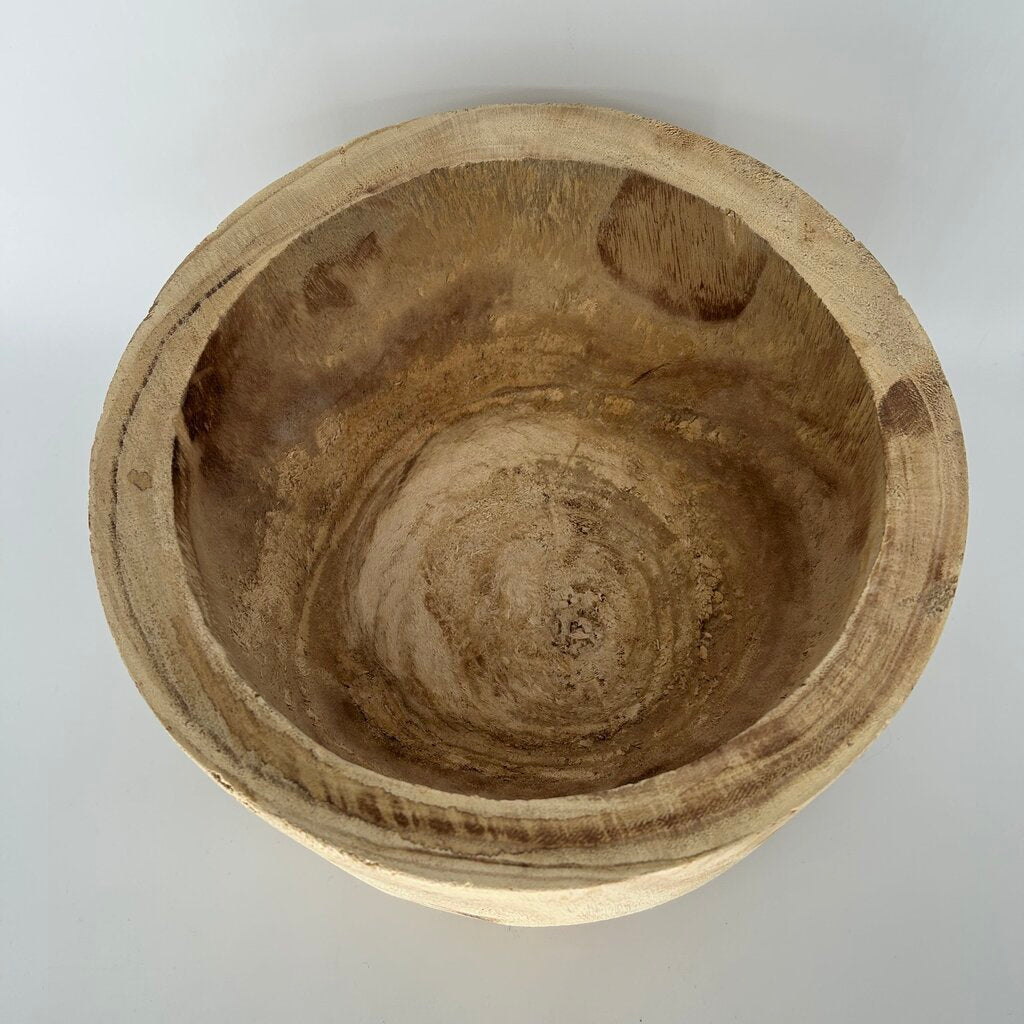 Carved Wooden Planter Pot