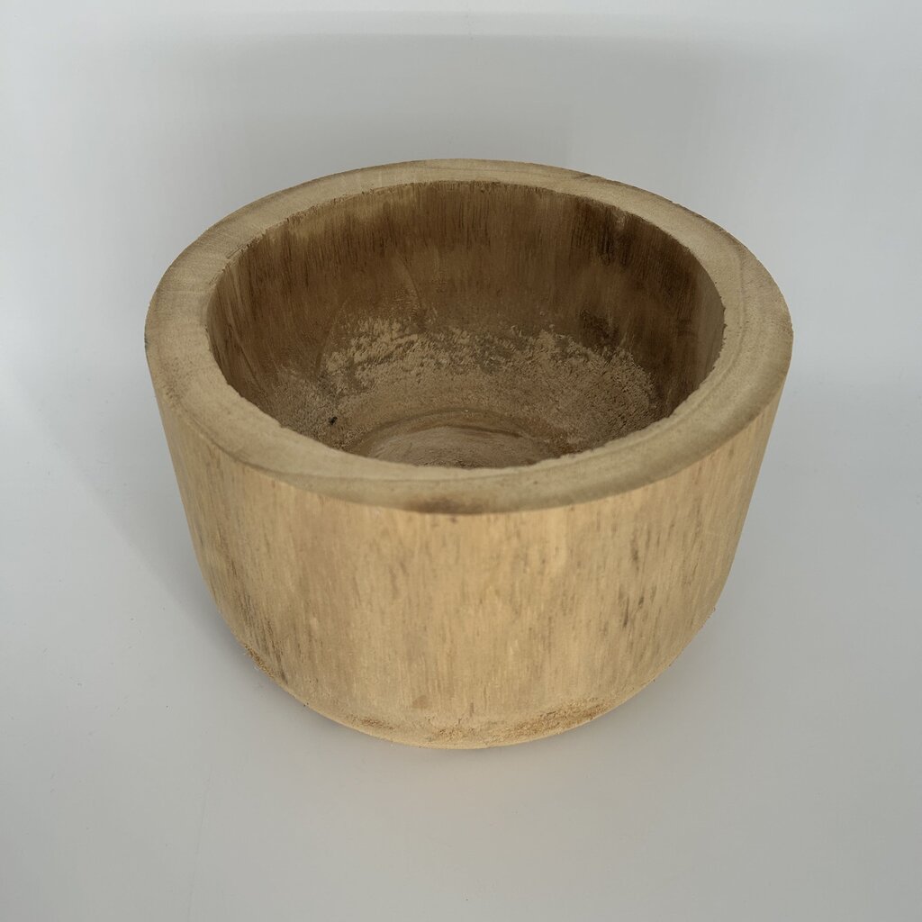 Carved Wooden Planter Pot