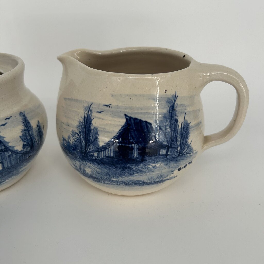 Barn Motif Cream & Sugar Set AS IS