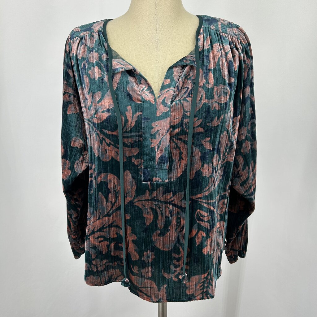 Anthropologie L/s Floral Velvet Shirt