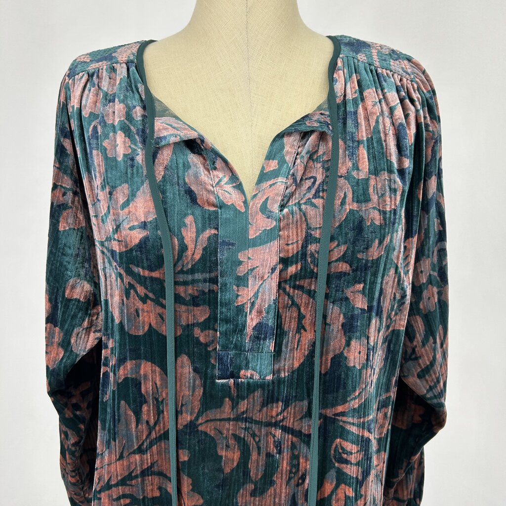Anthropologie L/s Floral Velvet Shirt