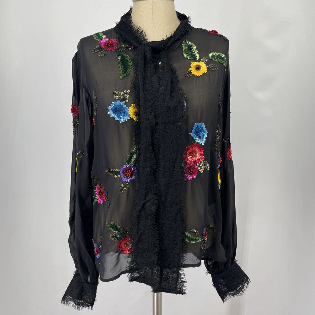 LA Fuori L/s Sequin Silk Blouse
