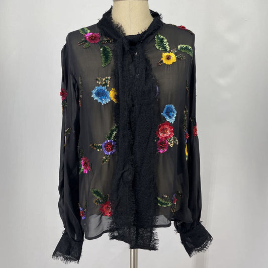 LA Fuori L/s Sequin Silk Blouse