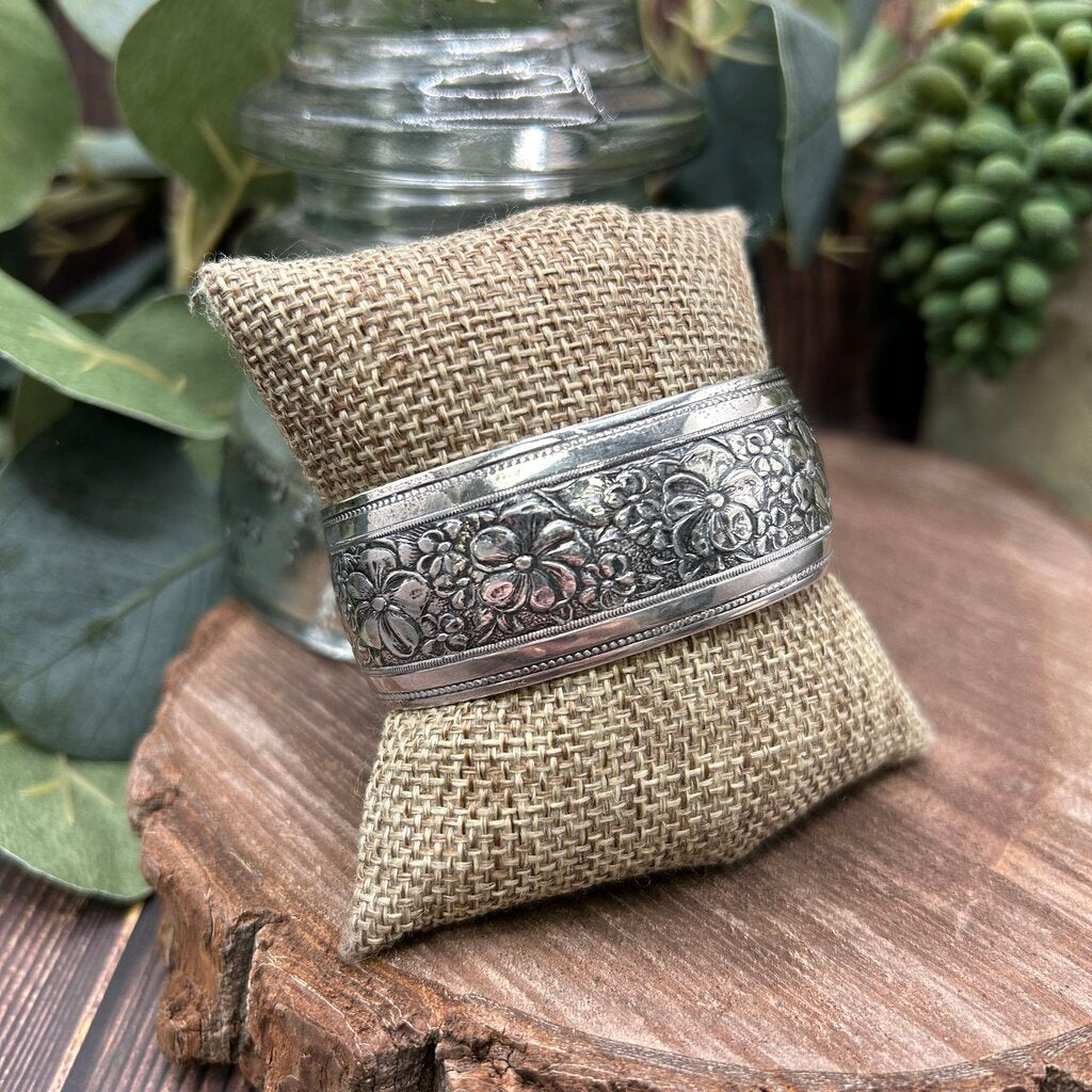Sterling Floral Cuff