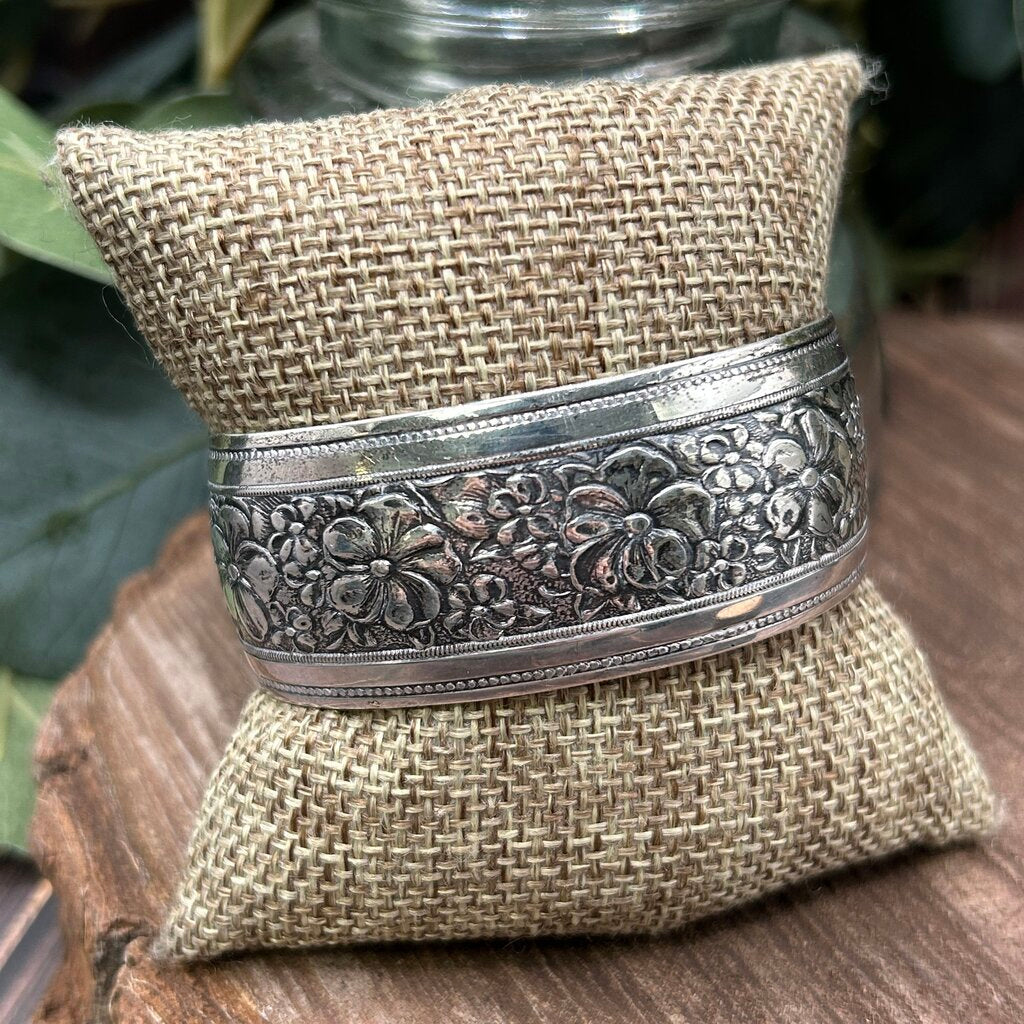 Sterling Floral Cuff