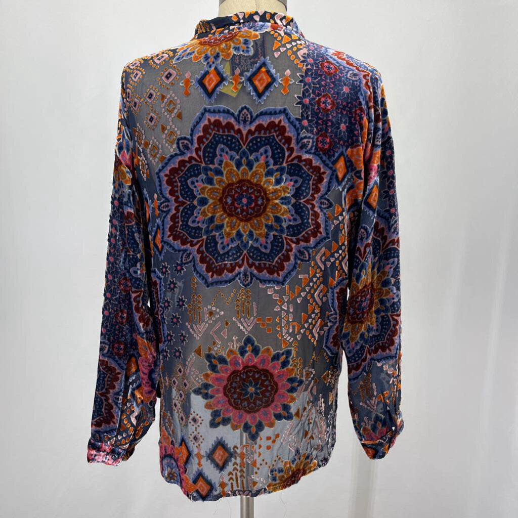 Johnny Was L/s Floral Velour Shirt