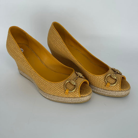 Gucci Woven Wedge Pumps