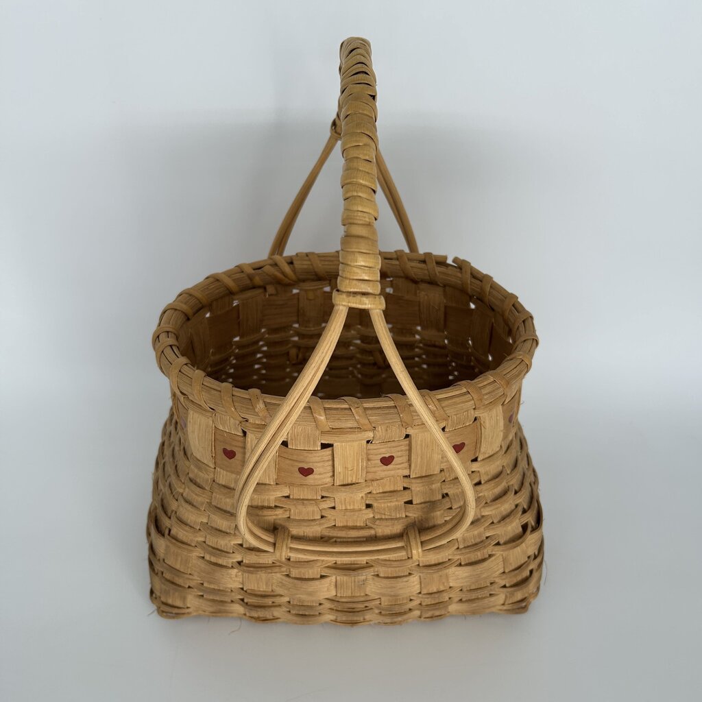 Woven Handle Basket with Hearts