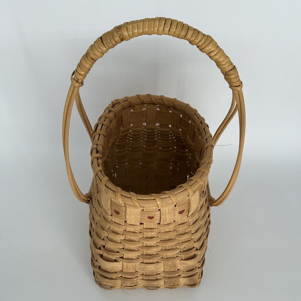 Woven Handle Basket with Hearts