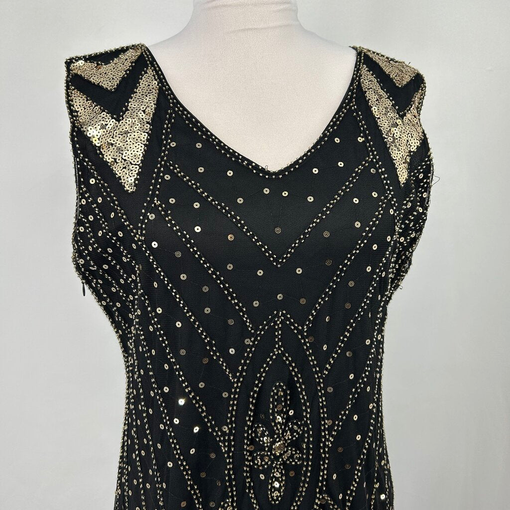 Beaded Sequened Slvls Evening Dress