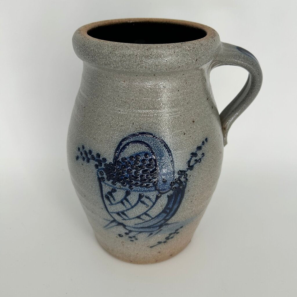 Pottery Handled Jug w/ Berry Basket