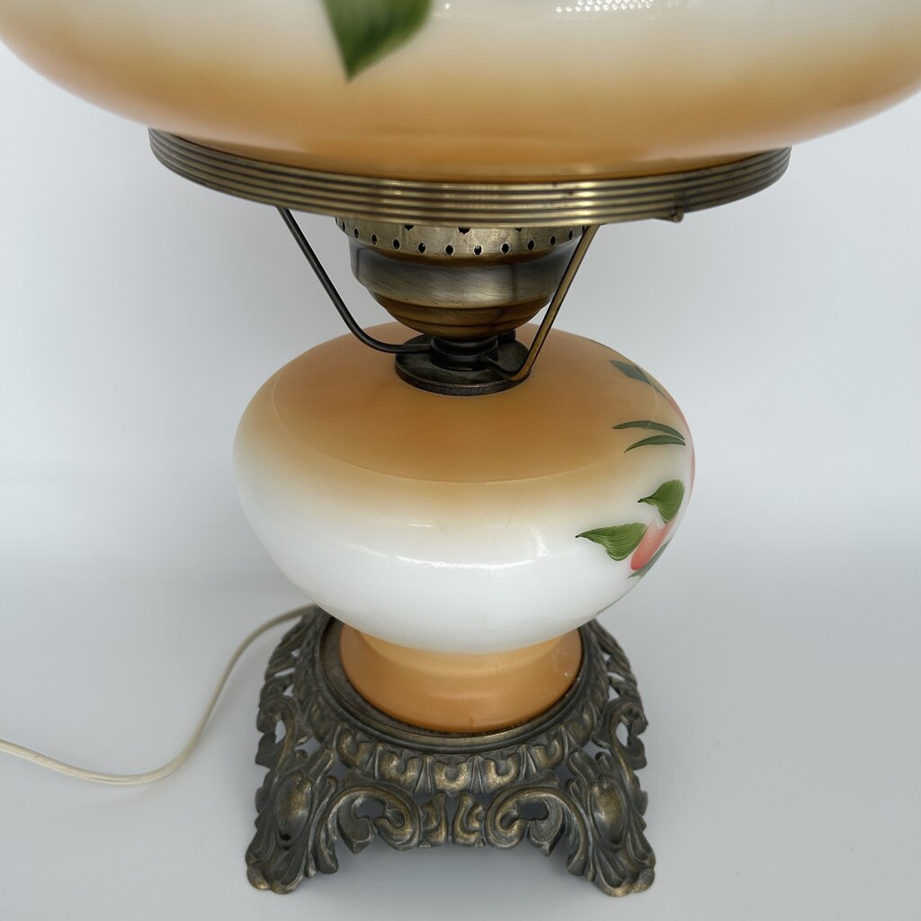 Floral Glass Hurricane Lamp