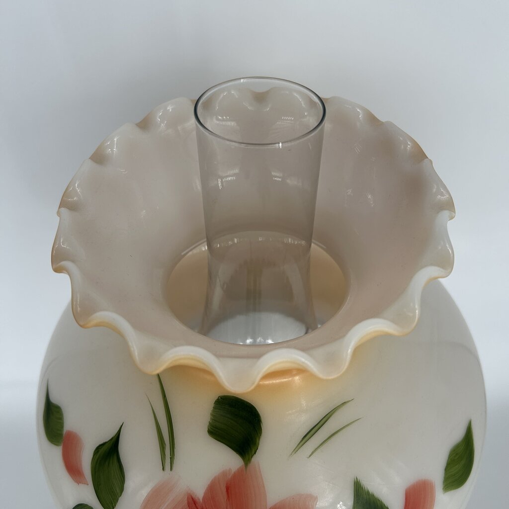 Floral Glass Hurricane Lamp