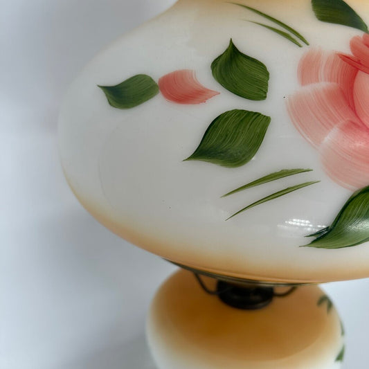 Floral Glass Hurricane Lamp