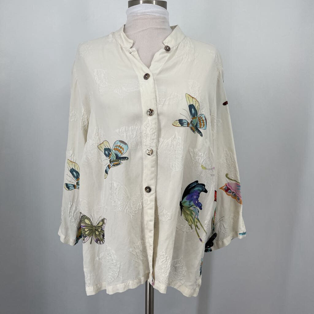 Citron L/s Silk Butterfly Shirt