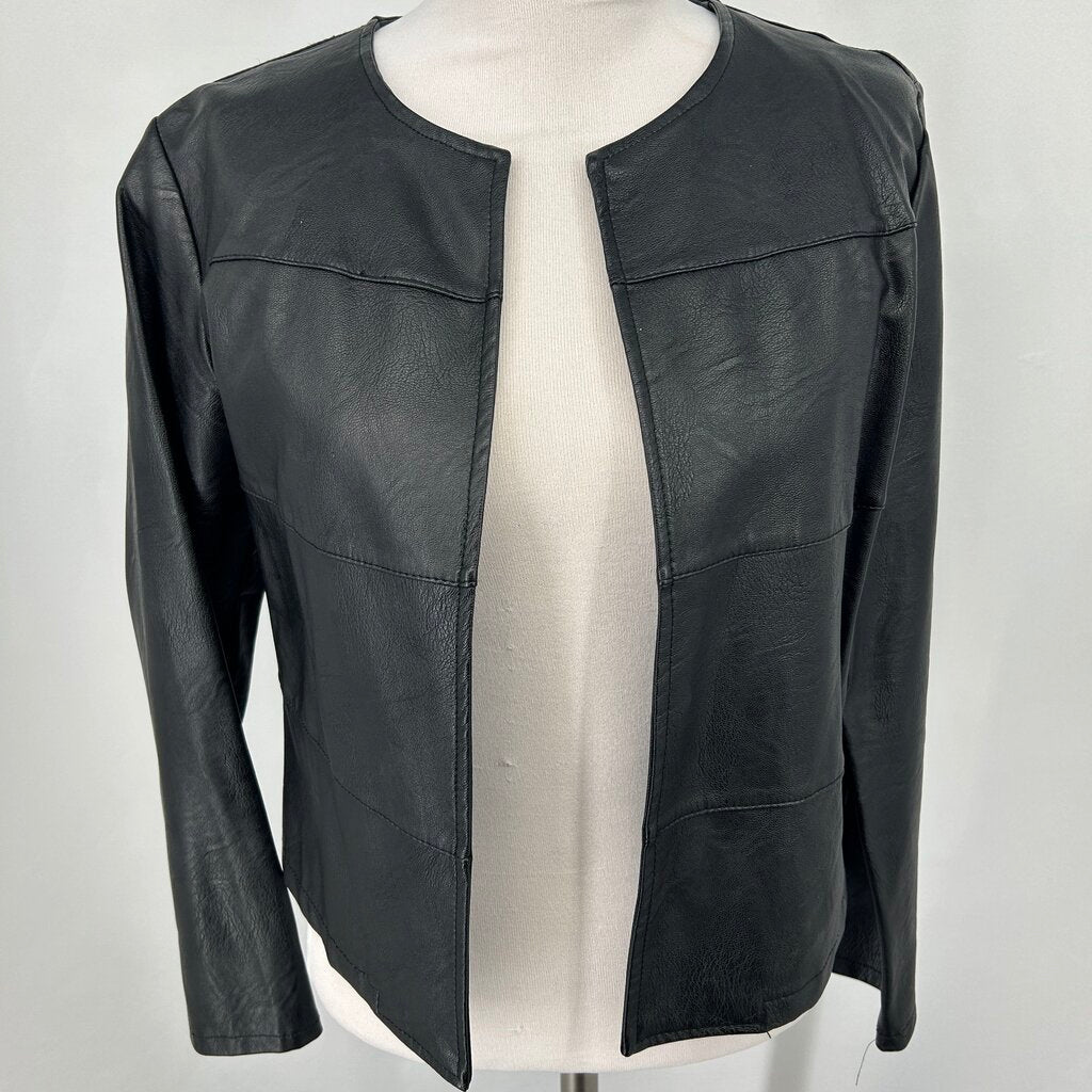 Vegan Leather Open Jacket