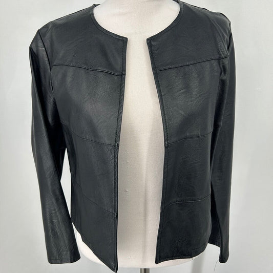 Vegan Leather Open Jacket