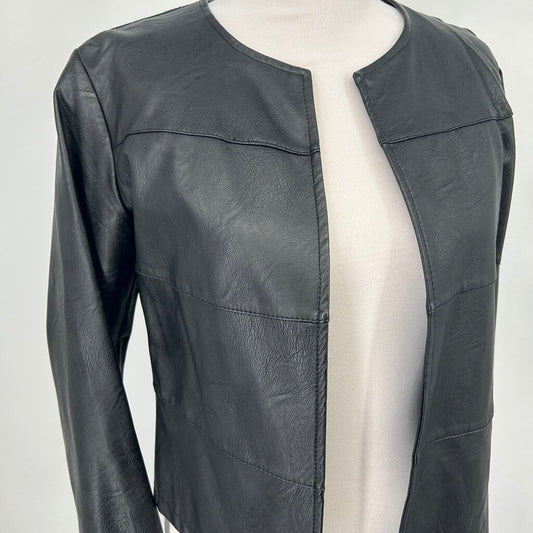 Vegan Leather Open Jacket