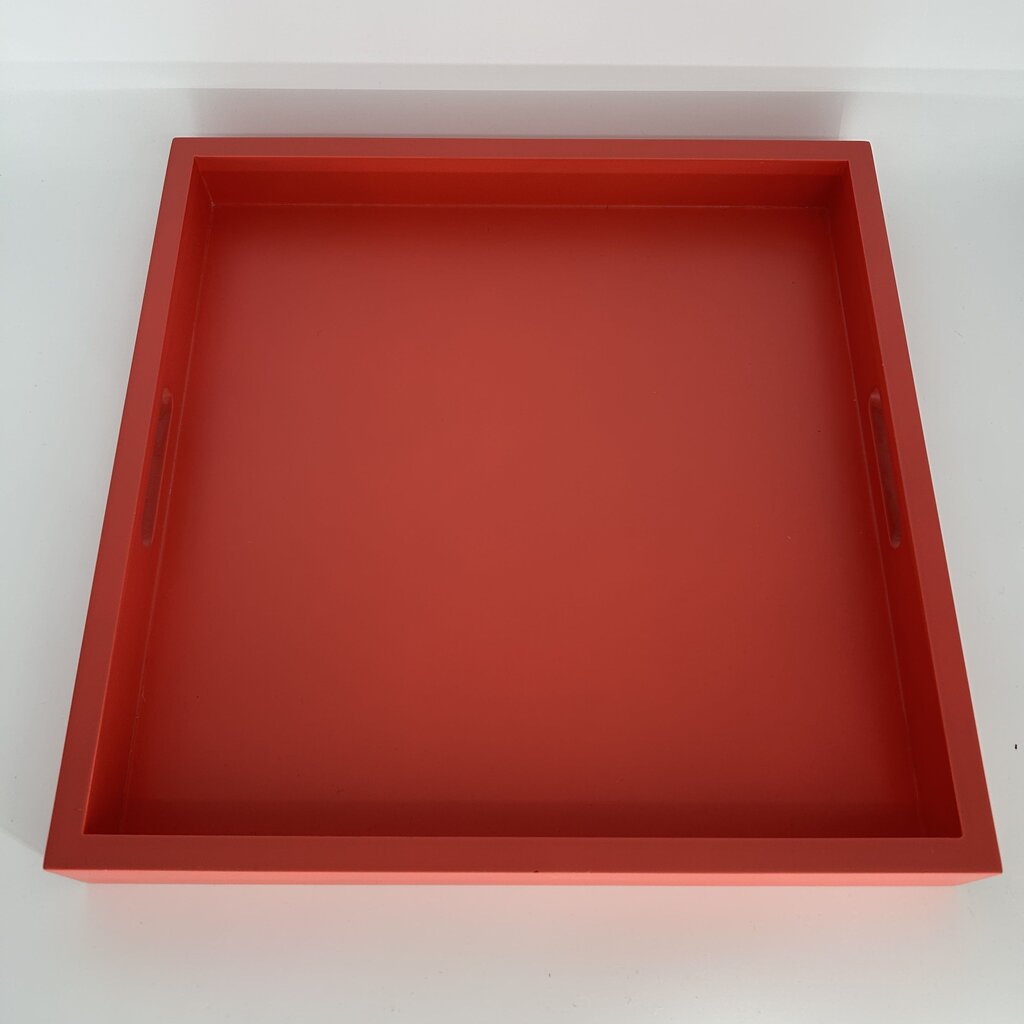 Square Wood Tray w Handles