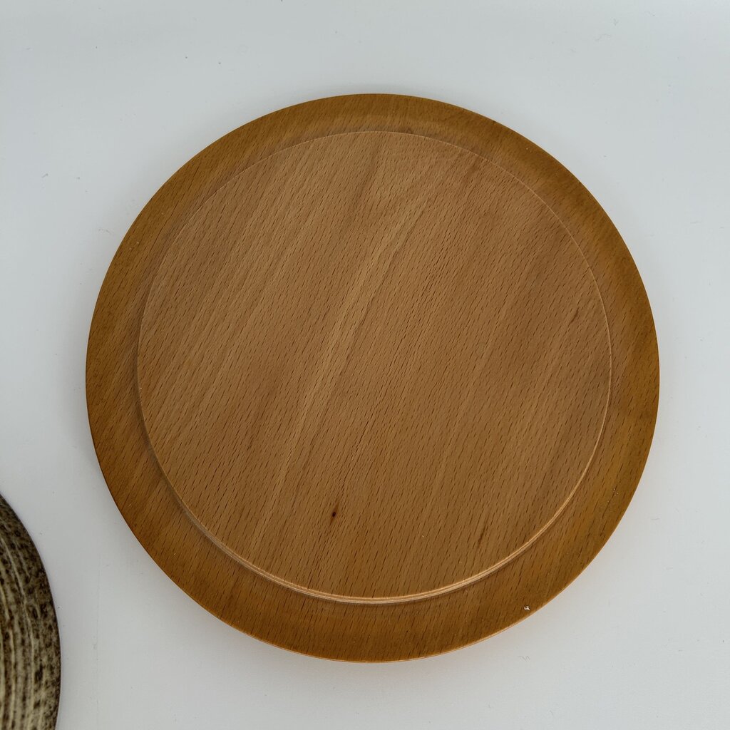 Stoneware Butter Dish w Wood Base