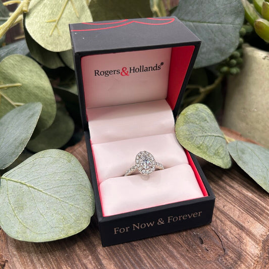 14k Oval Halo Diamond Engagement Ring