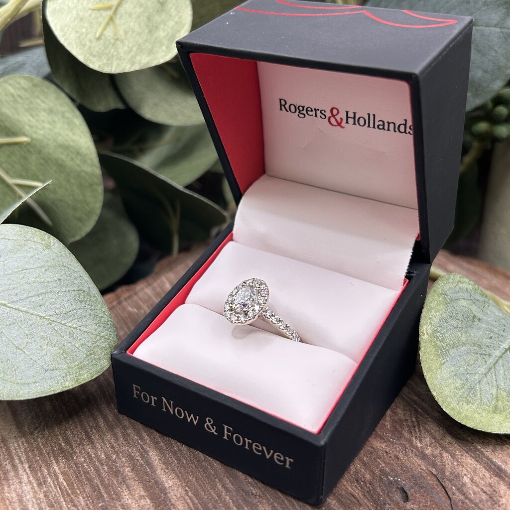 14k Oval Halo Diamond Engagement Ring