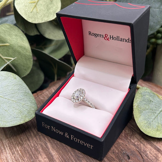 14k Oval Halo Diamond Engagement Ring