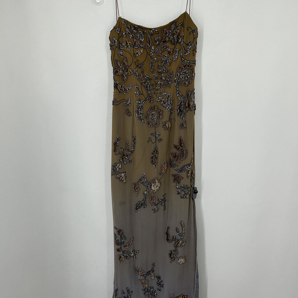 Slvls Floral Beaded Silk Evening Gown