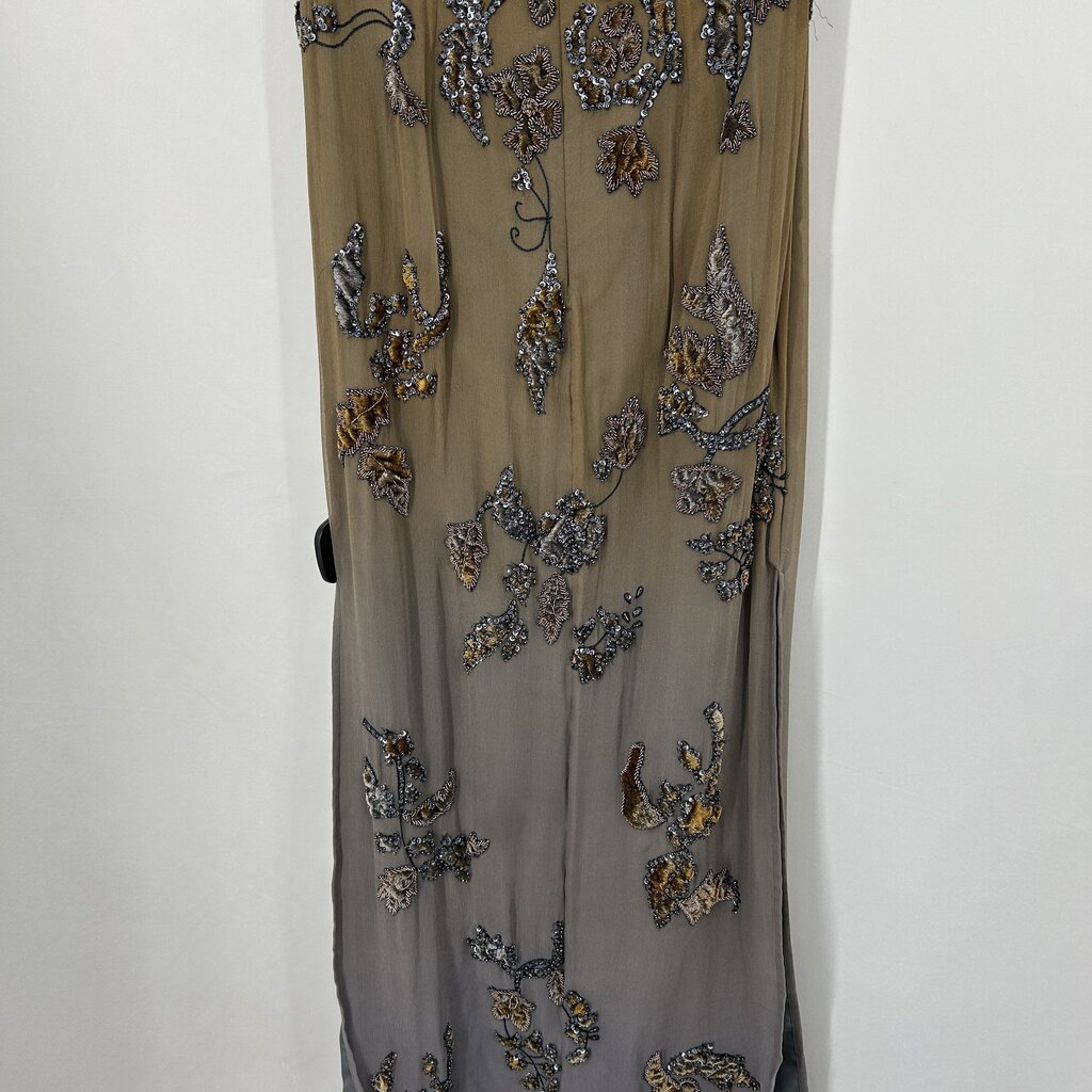 Slvls Floral Beaded Silk Evening Gown