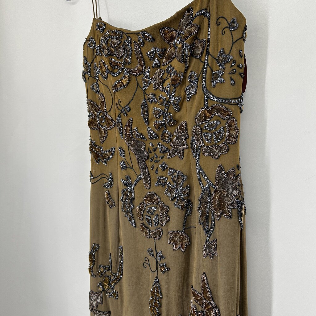 Slvls Floral Beaded Silk Evening Gown