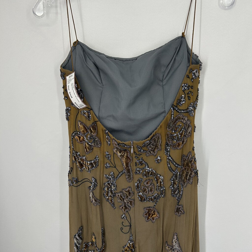 Slvls Floral Beaded Silk Evening Gown
