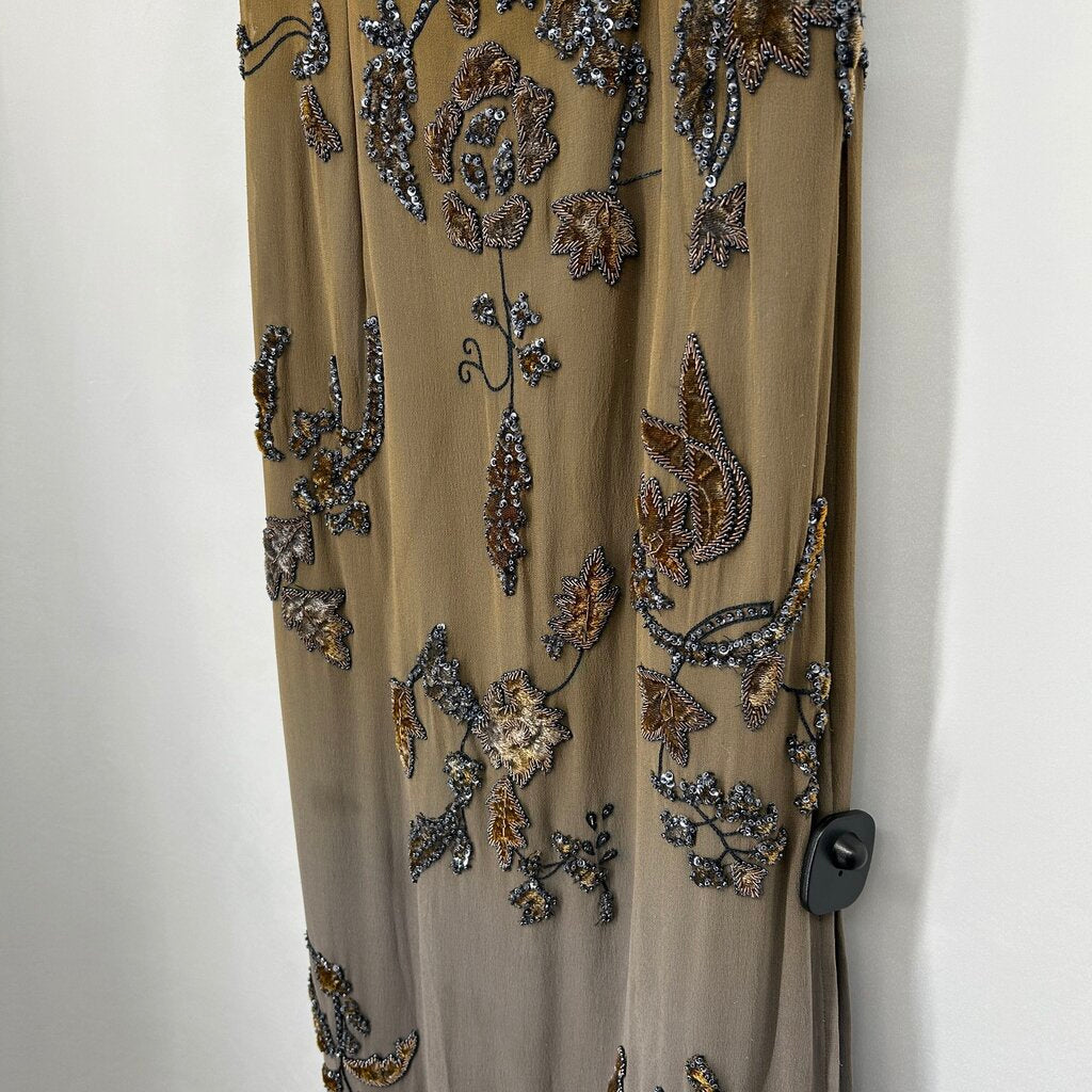 Slvls Floral Beaded Silk Evening Gown