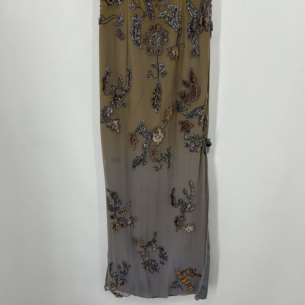 Slvls Floral Beaded Silk Evening Gown