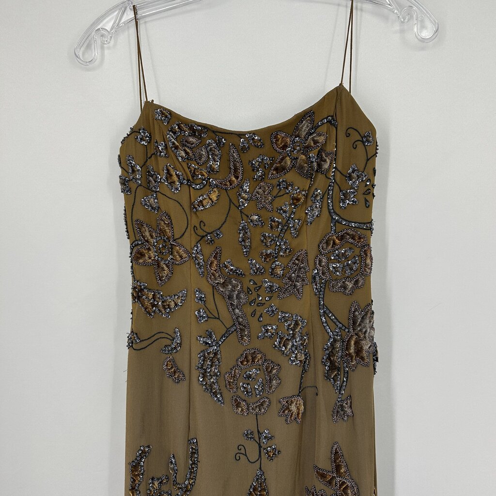 Slvls Floral Beaded Silk Evening Gown
