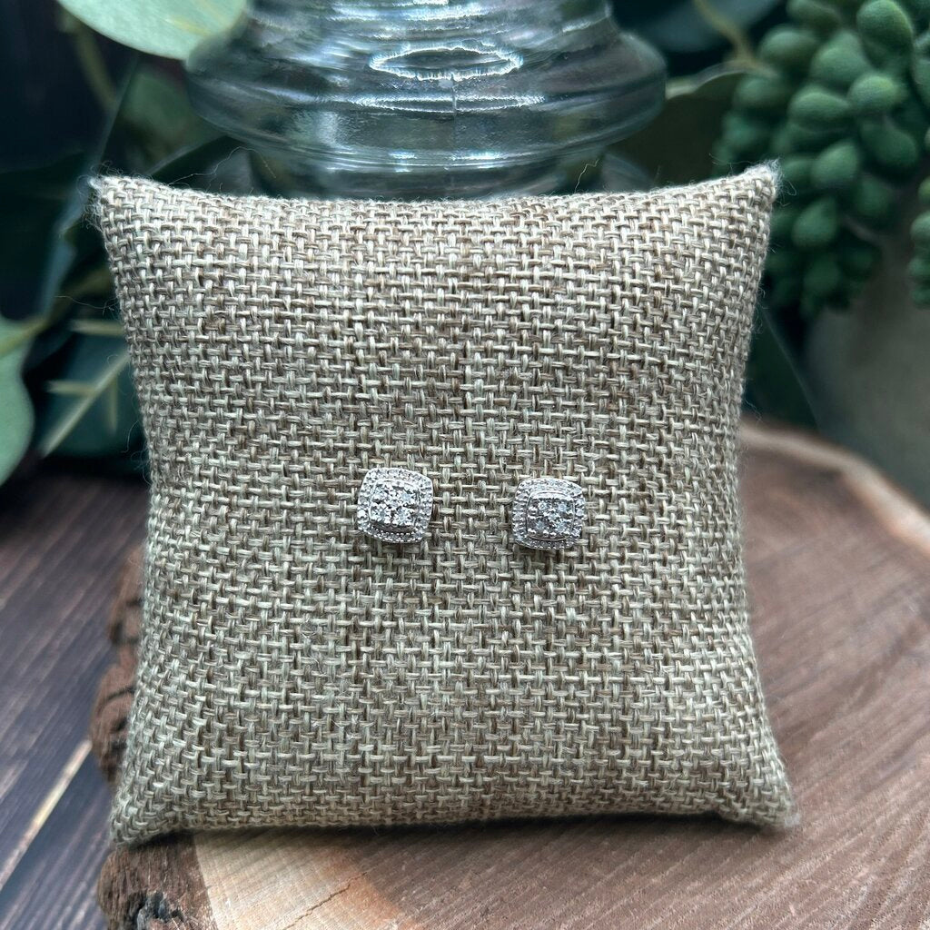 Sterling Diamond Stud Earrings
