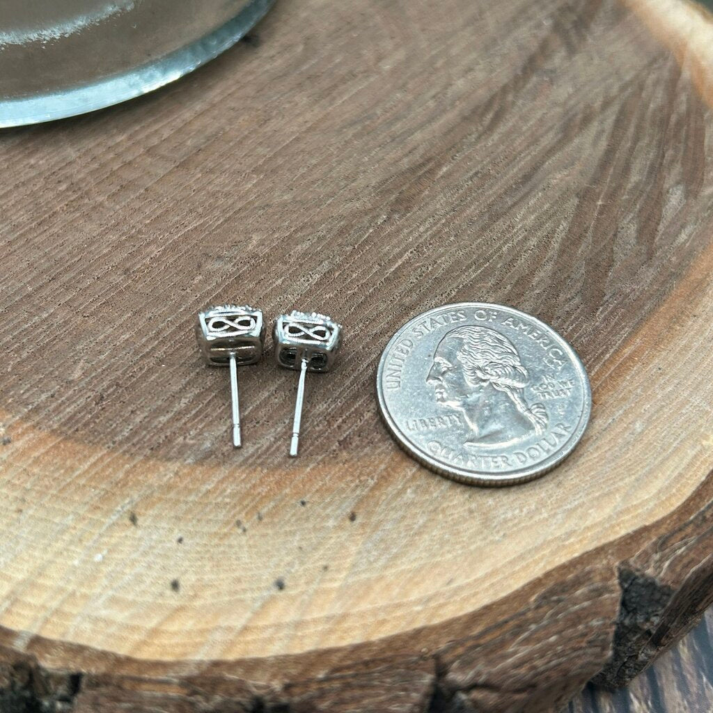 Sterling Diamond Stud Earrings