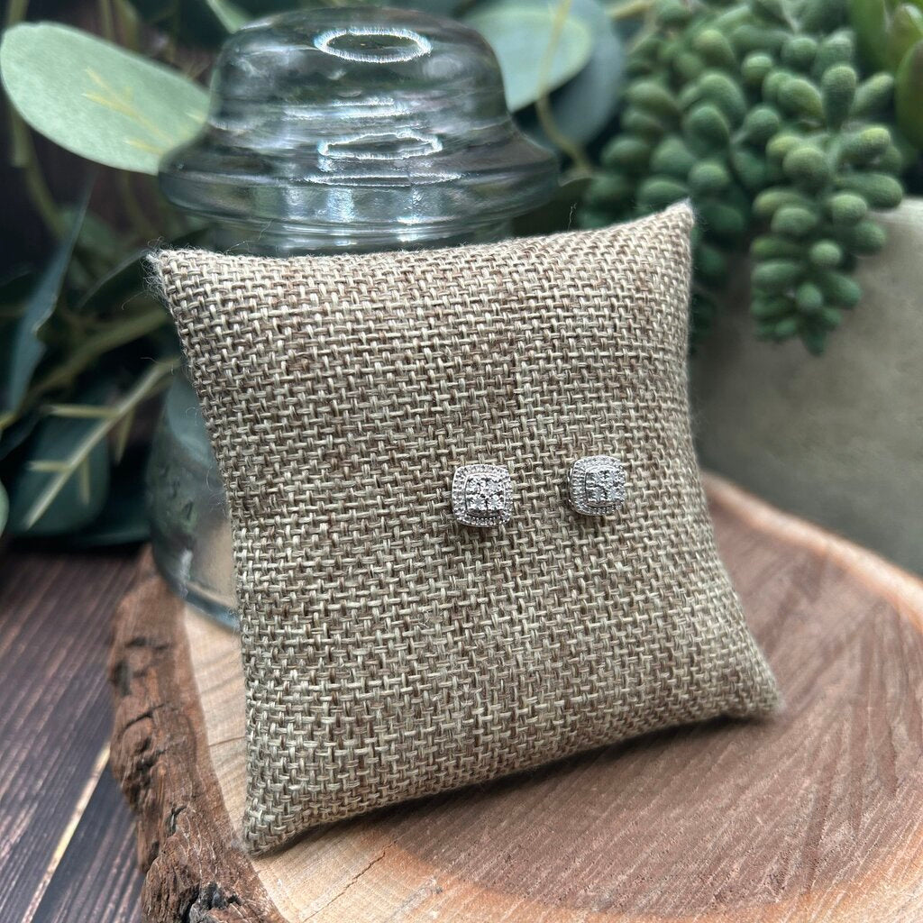 Sterling Diamond Stud Earrings