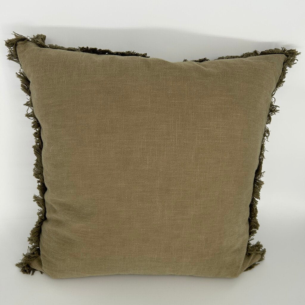 Fringe Trimmed Linen Pillow