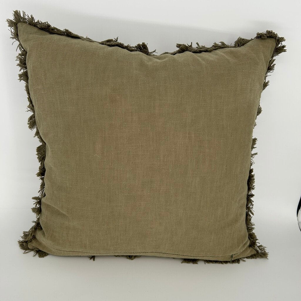 Fringe Trimmed Linen Pillow