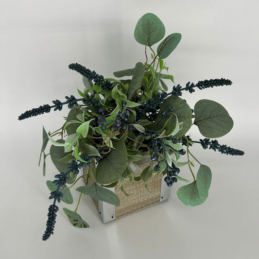 Faux Greenery in Square Planter
